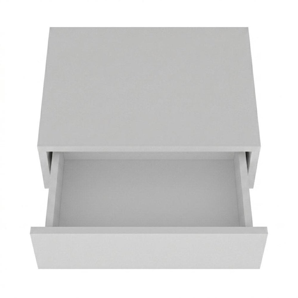 Set of Two 16" White Wood One Drawer Floating Nightstand