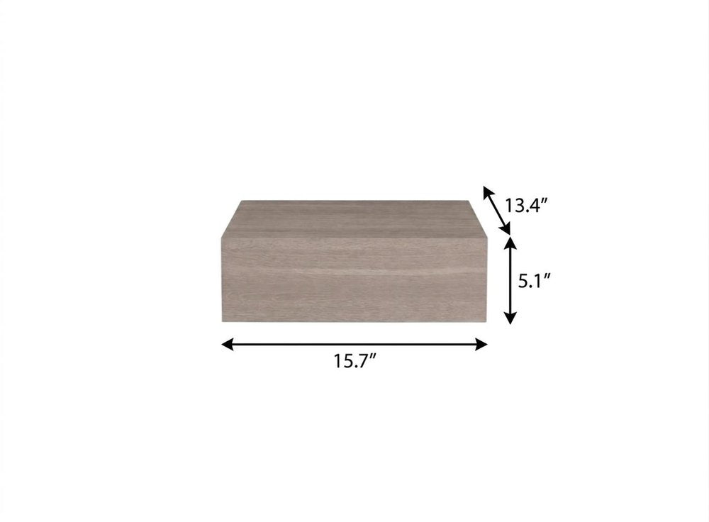 Set of Two 16" Gray Wood One Drawer Floating Nightstand on a white background