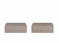 Set of Two 16" Gray Wood One Drawer Floating Nightstand on a white background