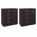Set Of Two 31" Brown Wood Four Drawer Combo Dresser on a white background