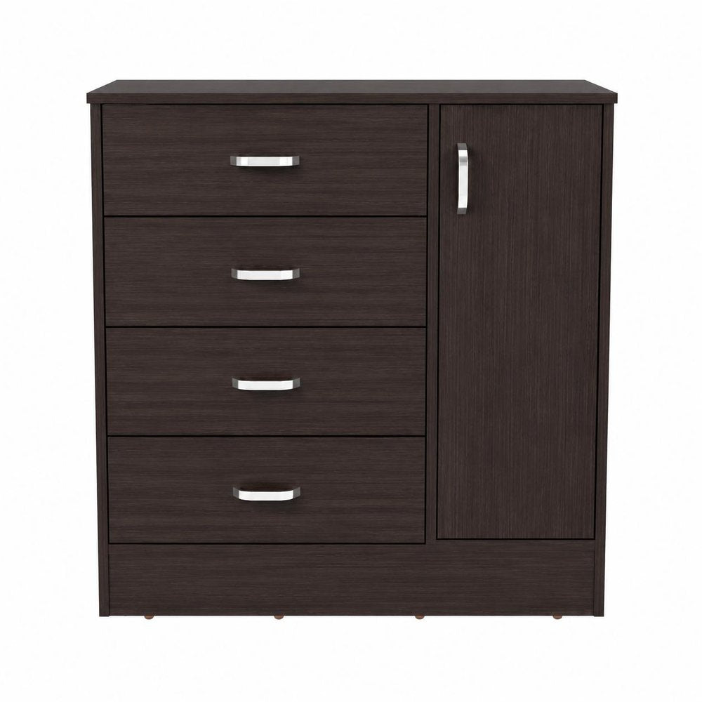 Set Of Two 31" Brown Wood Four Drawer Combo Dresser on a white background