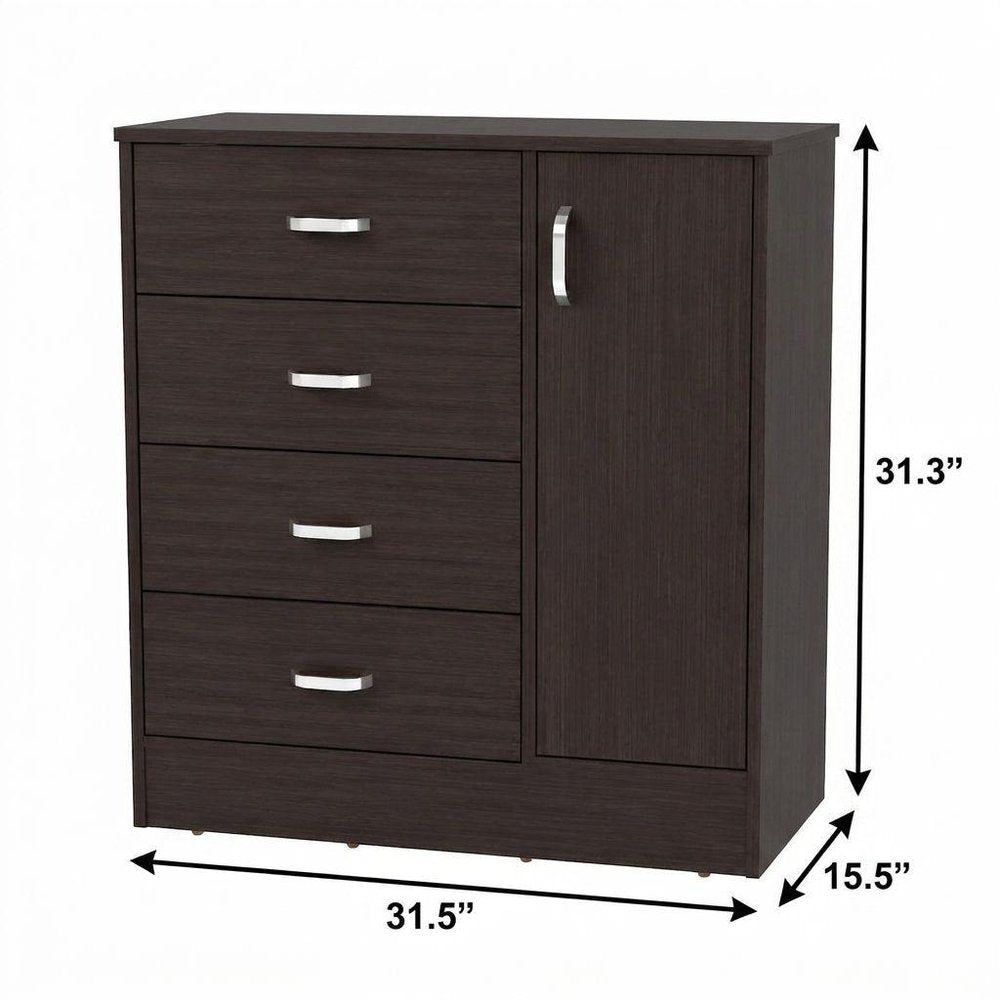 Set Of Two 31" Brown Wood Four Drawer Combo Dresser on a white background