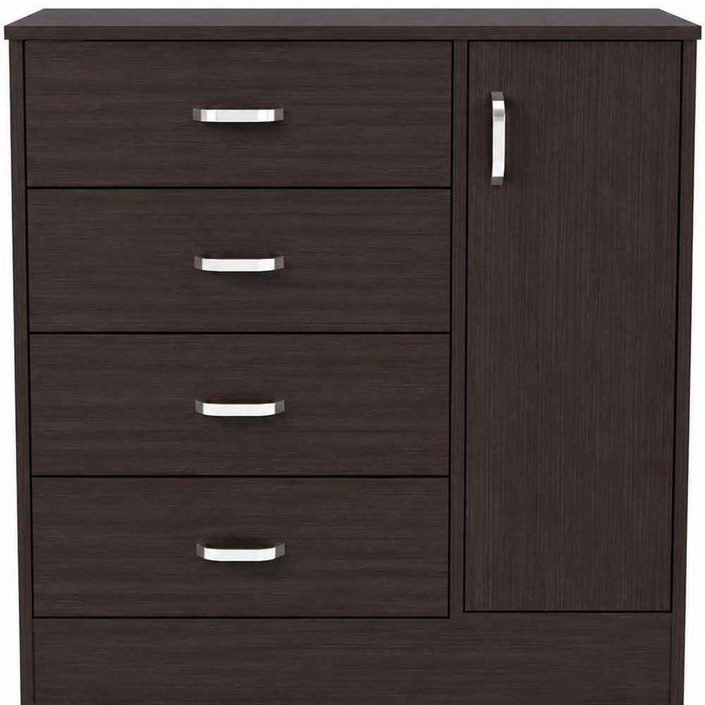 Set Of Two 31" Brown Wood Four Drawer Combo Dresser close-up detail