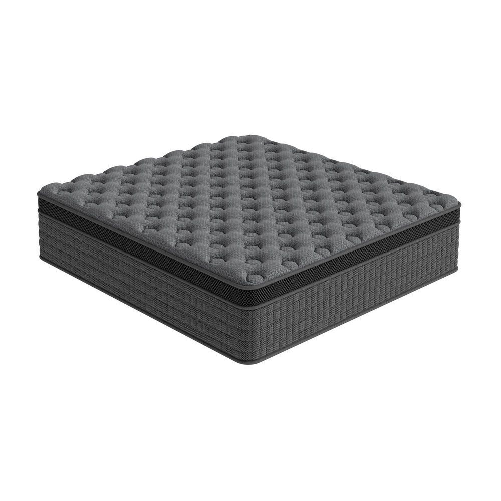 14" Twin Lumbar Support Memory Foam Hybrid Mattress. Foam, spring and hybrid mattresse isolated on a plain white background, finished in charcoal.