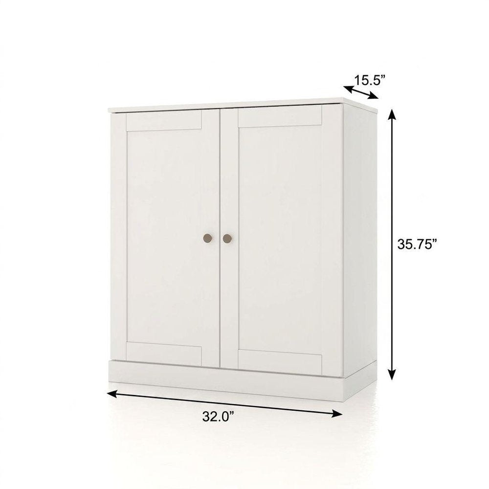 32" Coffee Solid Wood Shaker Style Double Door Linen Cabinet