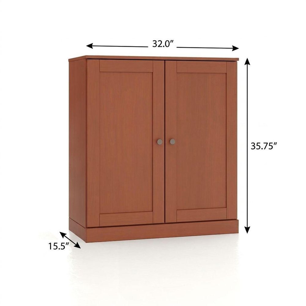 32" White Solid Wood Shaker Style Double Door Linen Cabinet. Bathroom storage isolated on a plain white background, finished in white wood.