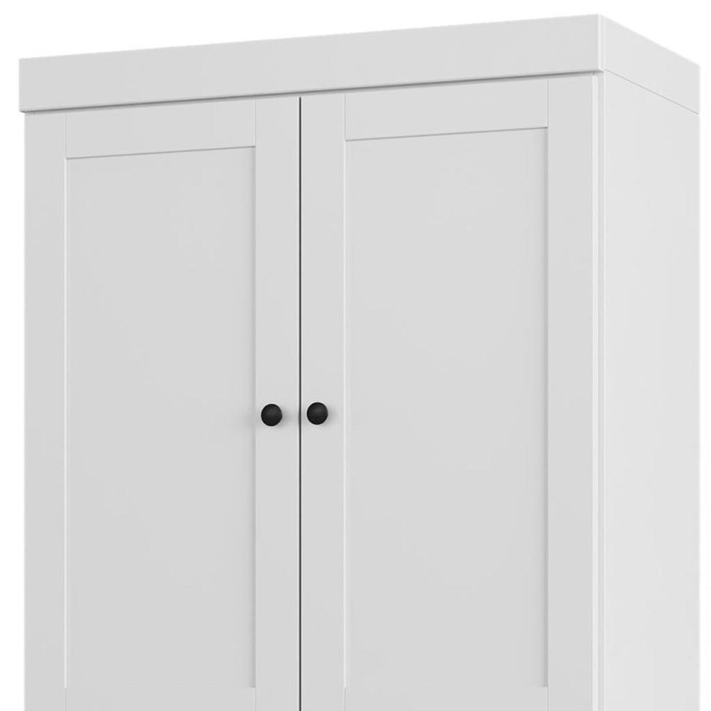 32" White Solid Wood Free Standing Four Door Linen Cabinet