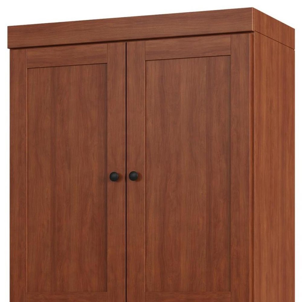 32" Coffee Solid Wood Free Standing Four Door Linen Cabinet