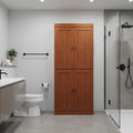 32" Coffee Solid Wood Free Standing Four Door Linen Cabinet