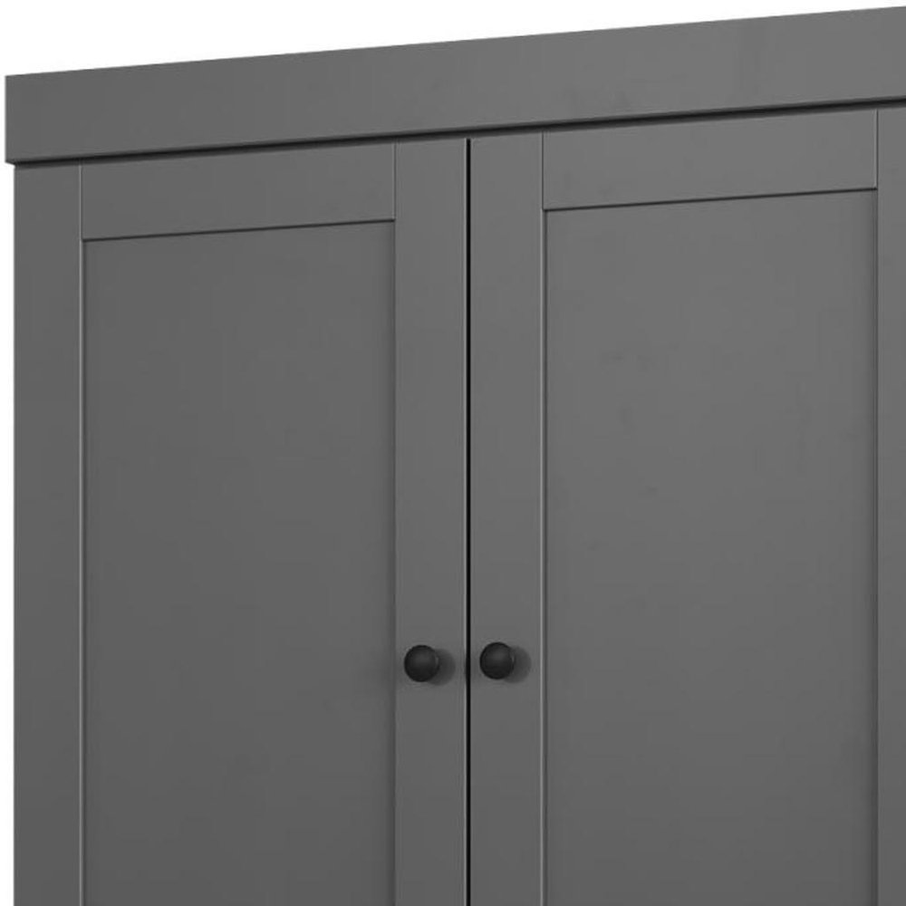 32" Gray Solid Wood Free Standing Four Door Linen Cabinet
