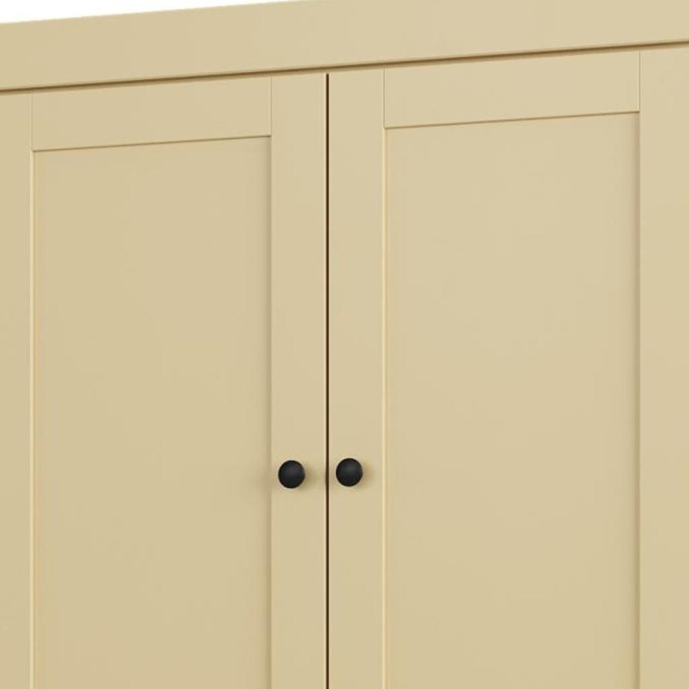 32" Yellow Solid Wood Free Standing Four Door Linen Cabinet