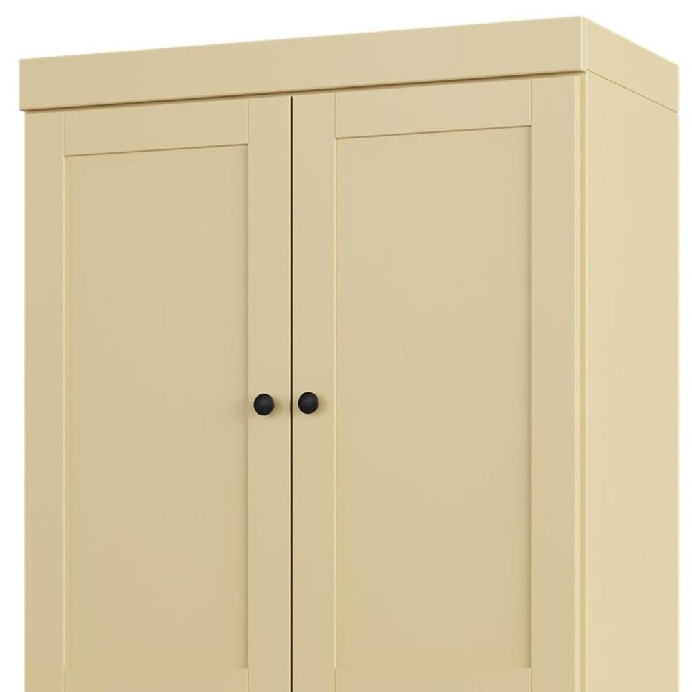 32" Yellow Solid Wood Free Standing Four Door Linen Cabinet