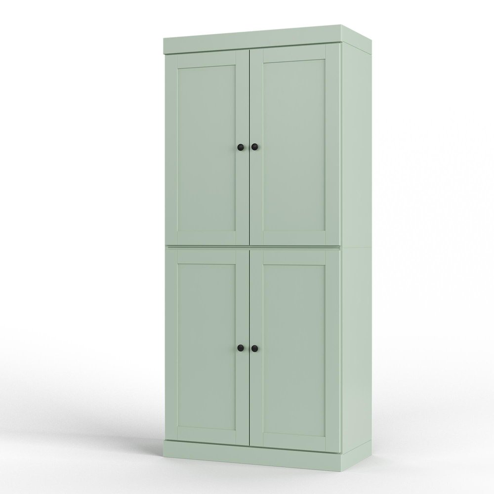 32" Sage Solid Wood Free Standing Four Door Linen Cabinet