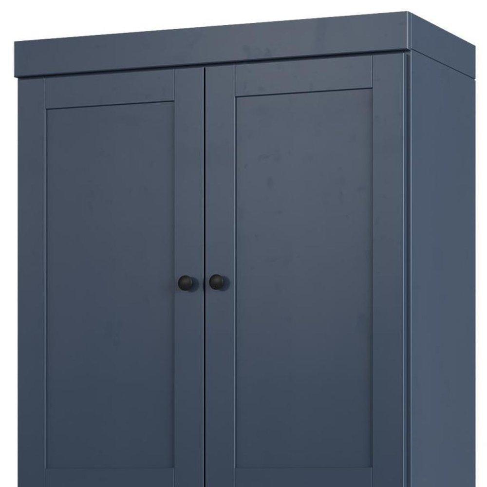 32" French Blue Solid Wood Free Standing Four Door Linen Cabinet