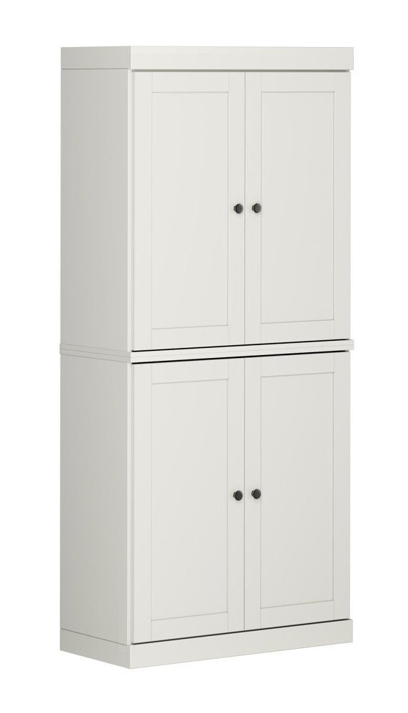 32" Off White Solid Wood Free Standing Four Door Linen Cabinet