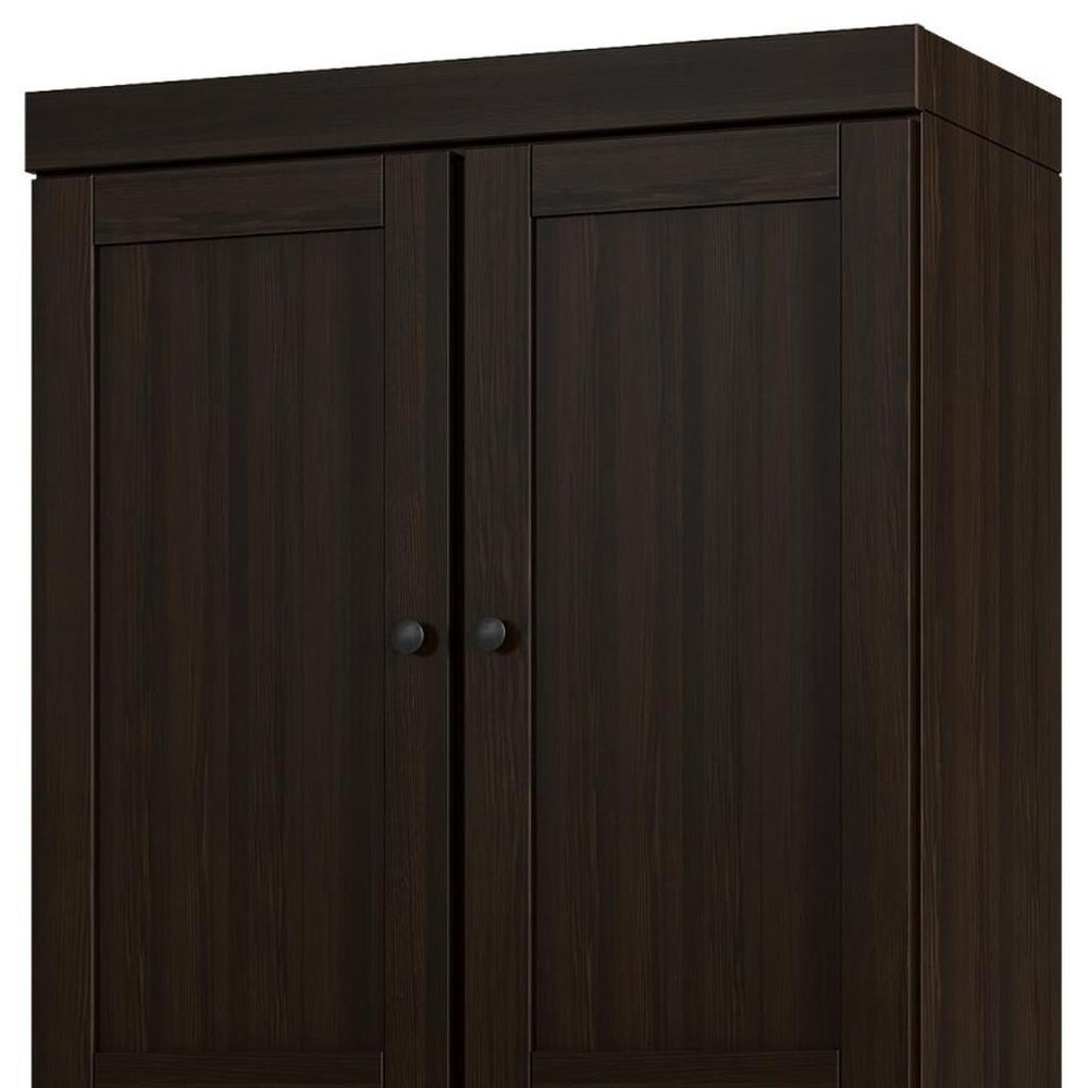 32" Espresso Solid Wood Free Standing Four Door Linen Cabinet