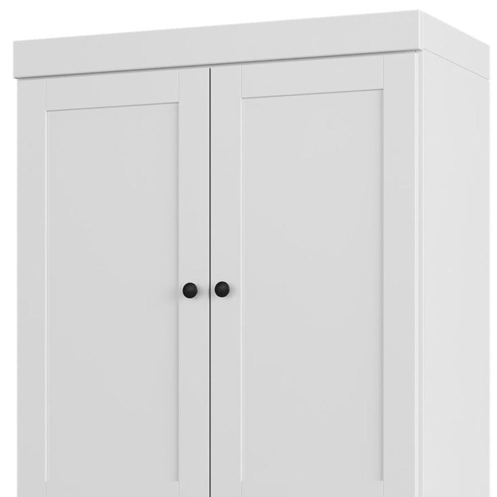 32" White Solid Wood Free Standing Four Door Linen Cabinet