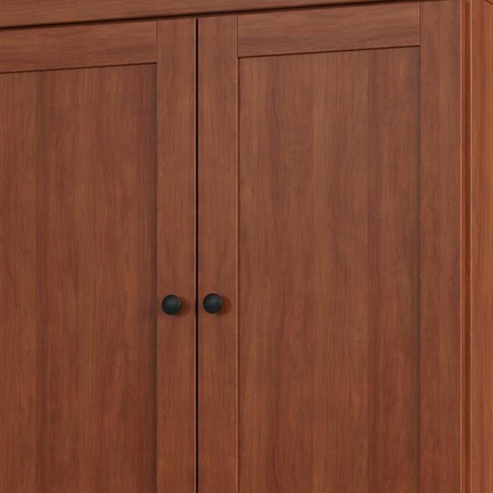 32" Coffee Solid Wood Free Standing Four Door Linen Cabinet