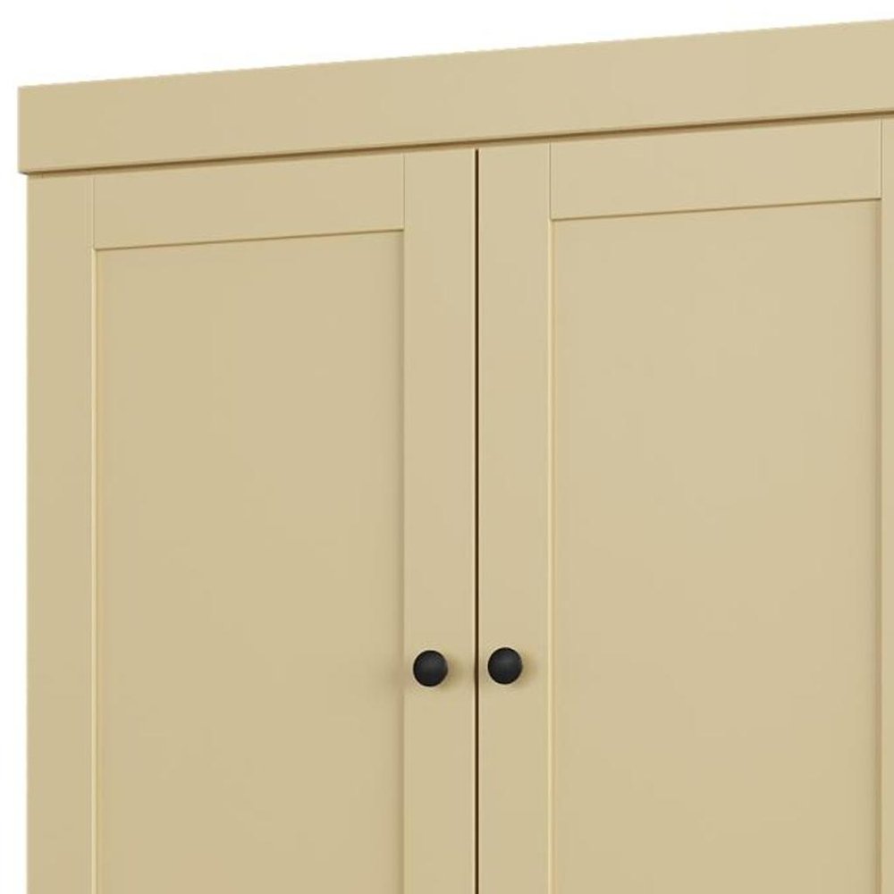 32" Yellow Solid Wood Free Standing Four Door Linen Cabinet