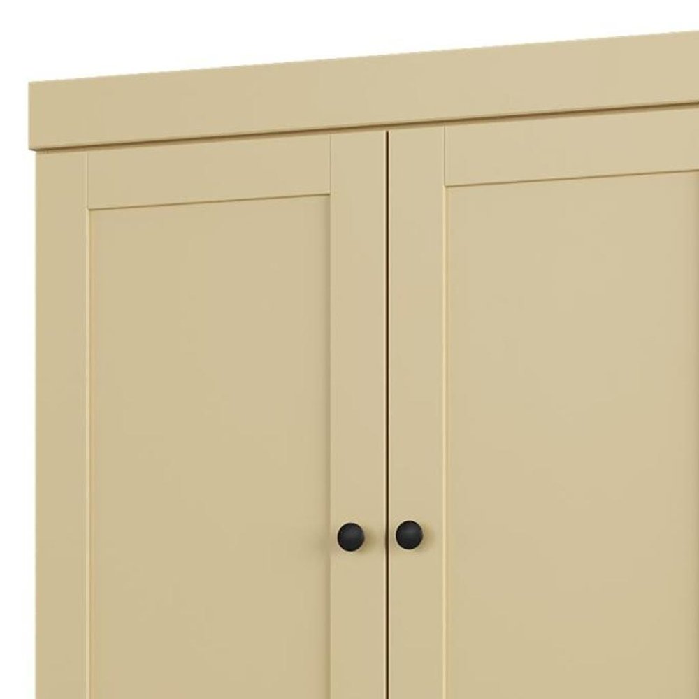 32" Yellow Solid Wood Free Standing Four Door Linen Cabinet