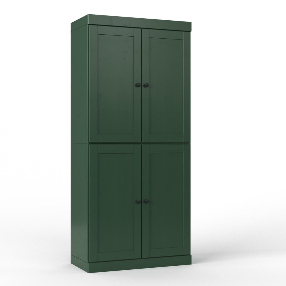 32" Green Solid Wood Free Standing Four Door Linen Cabinet - SKU 746741
