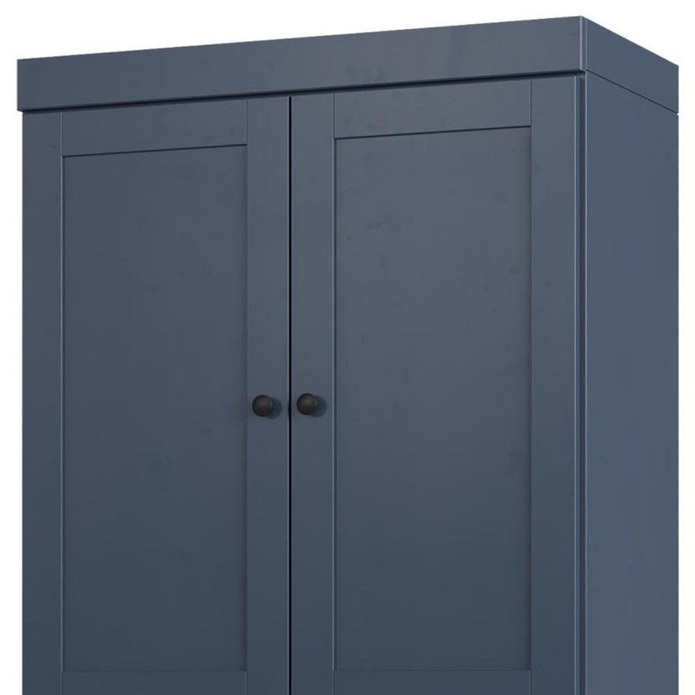 32" French Blue Solid Wood Free Standing Four Door Linen Cabinet