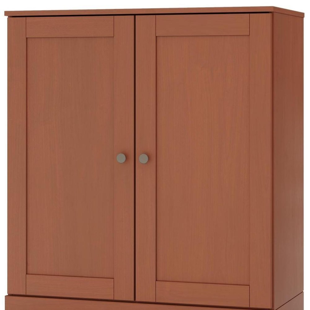 32" Coffee Solid Wood Free Standing Double Door Linen Cabinet