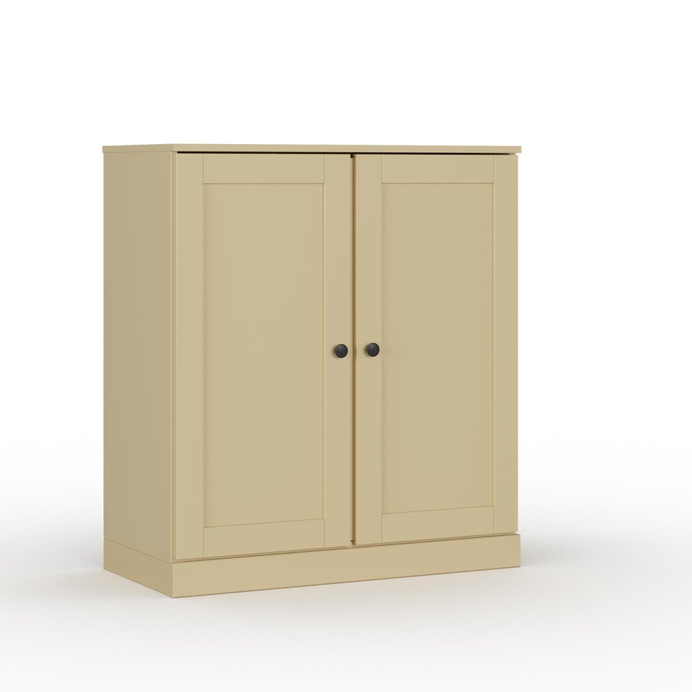 32" Yellow Solid Wood Free Standing Double Door Linen Cabinet