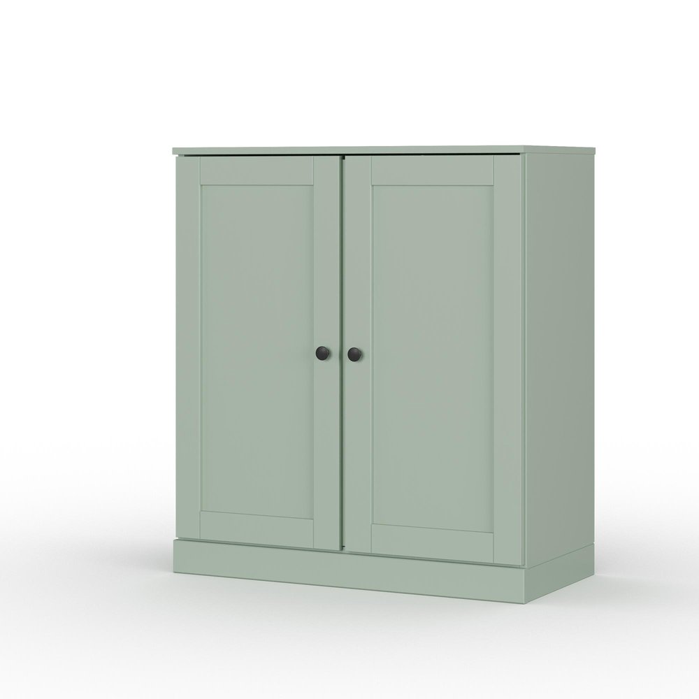 32" Sage Solid Wood Free Standing Double Door Linen Cabinet