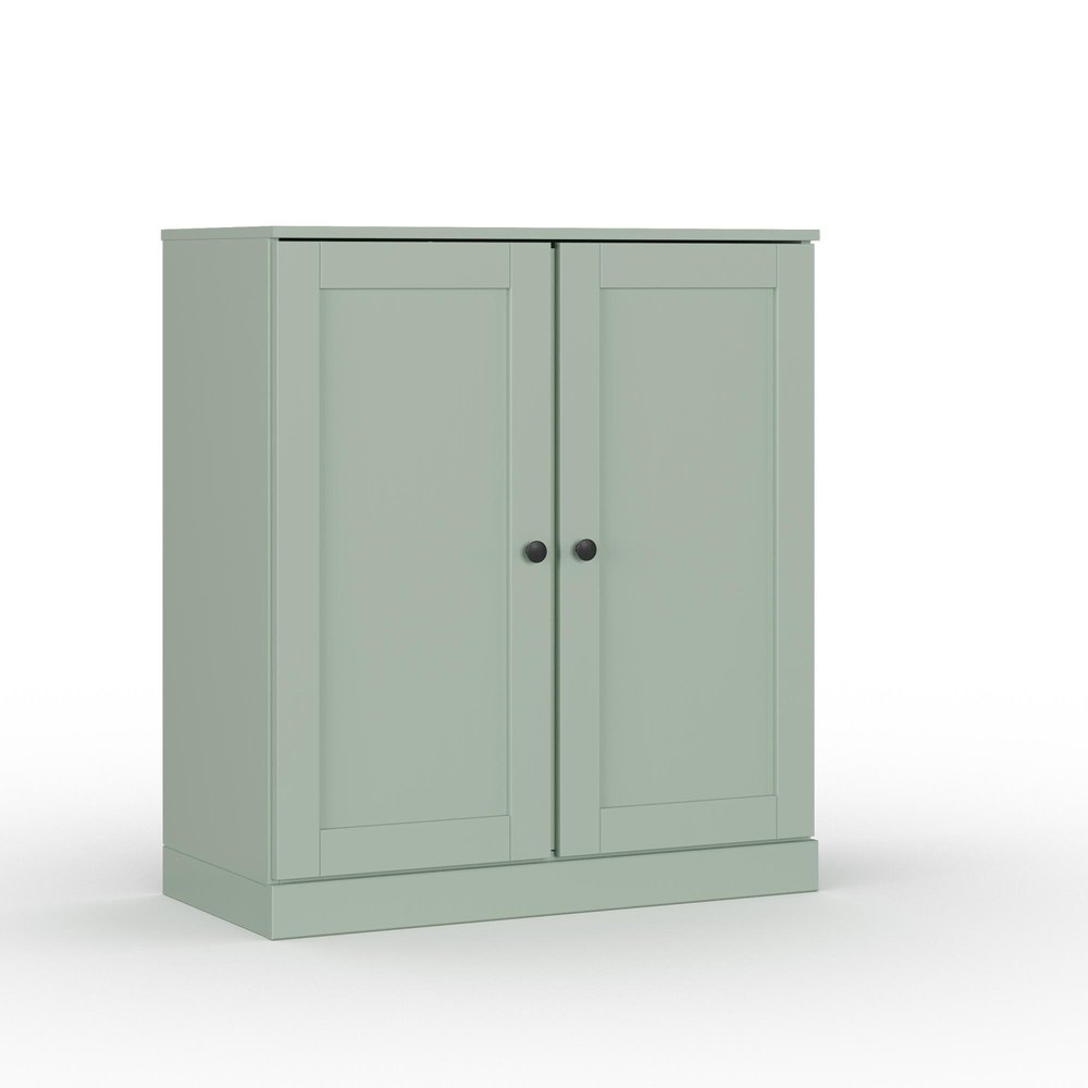 32" Sage Solid Wood Free Standing Double Door Linen Cabinet