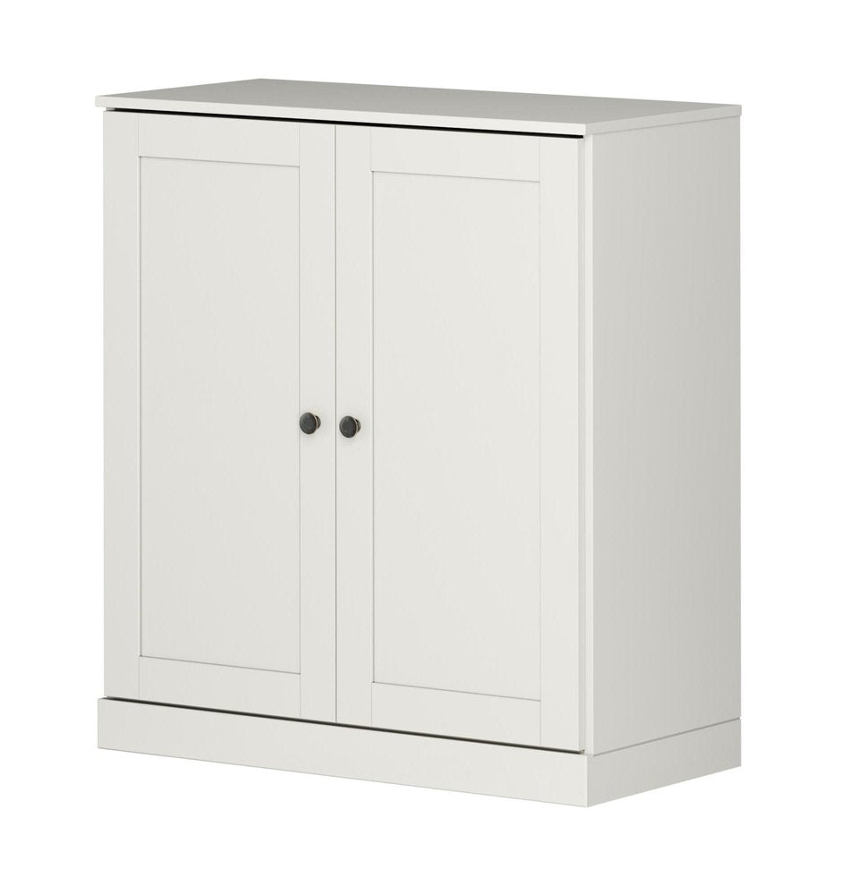 32" Off White Solid Wood Free Standing Double Door Linen Cabinet