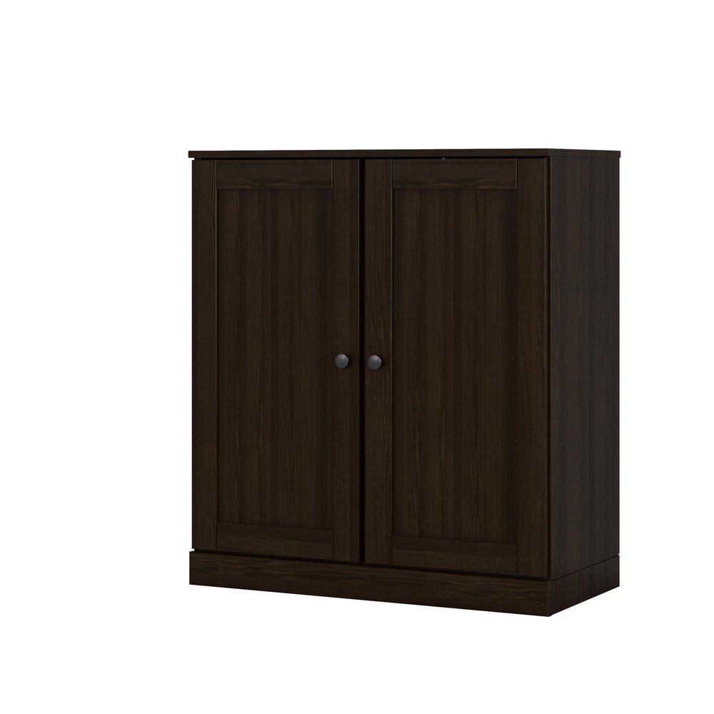 32" Espresso Solid Wood Free Standing Double Door Linen Cabinet
