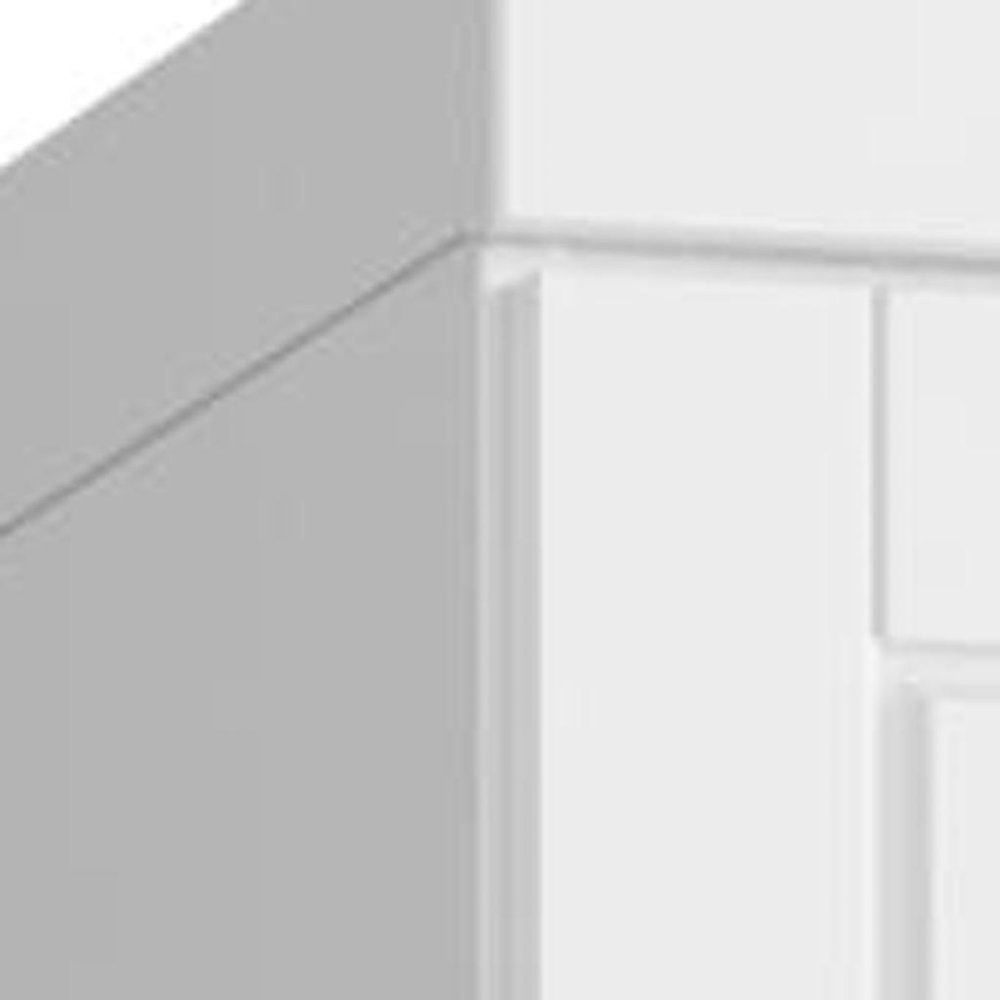 32" White Solid Wood Free Standing Four Door Linen Cabinet