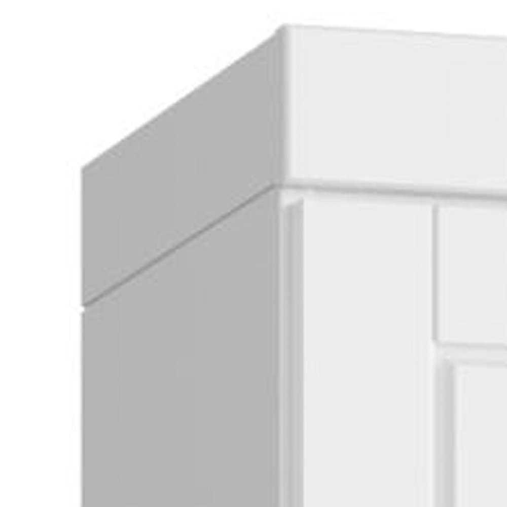 32" White Solid Wood Free Standing Four Door Linen Cabinet