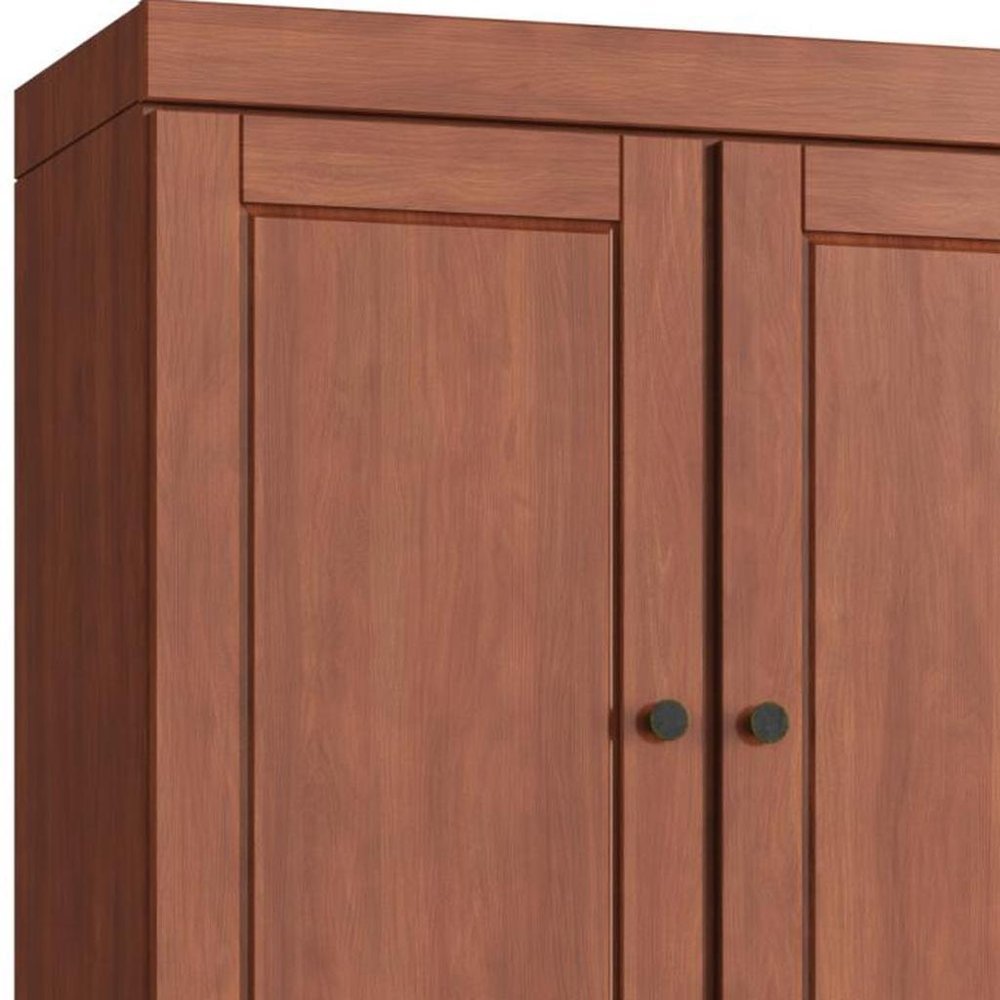 32" Coffee Solid Wood Free Standing Four Door Linen Cabinet