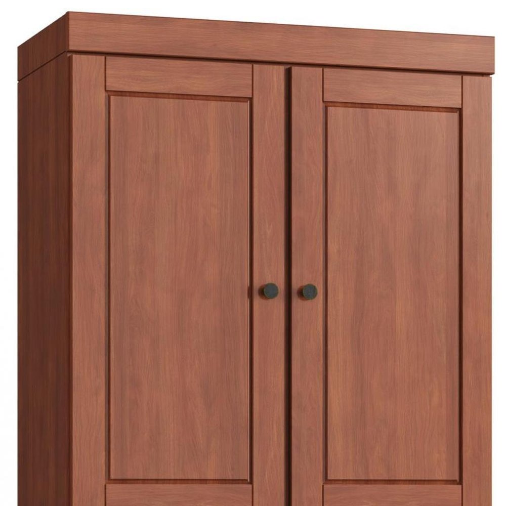 32" Coffee Solid Wood Free Standing Four Door Linen Cabinet