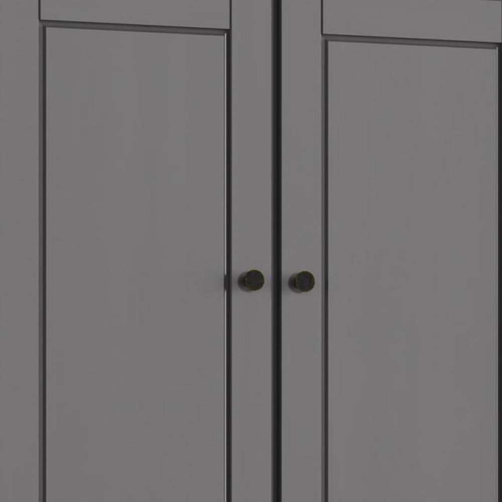 32" Gray Solid Wood Free Standing Four Door Linen Cabinet