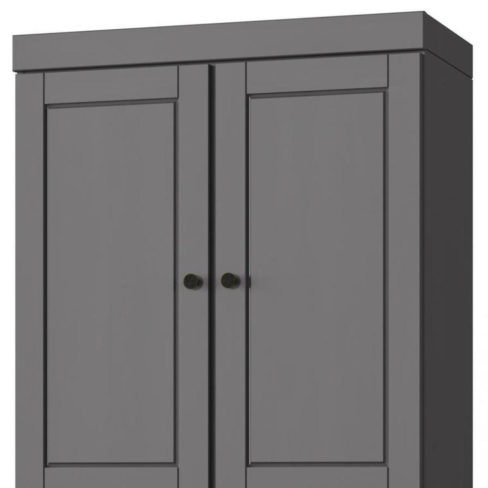 32" Gray Solid Wood Free Standing Four Door Linen Cabinet