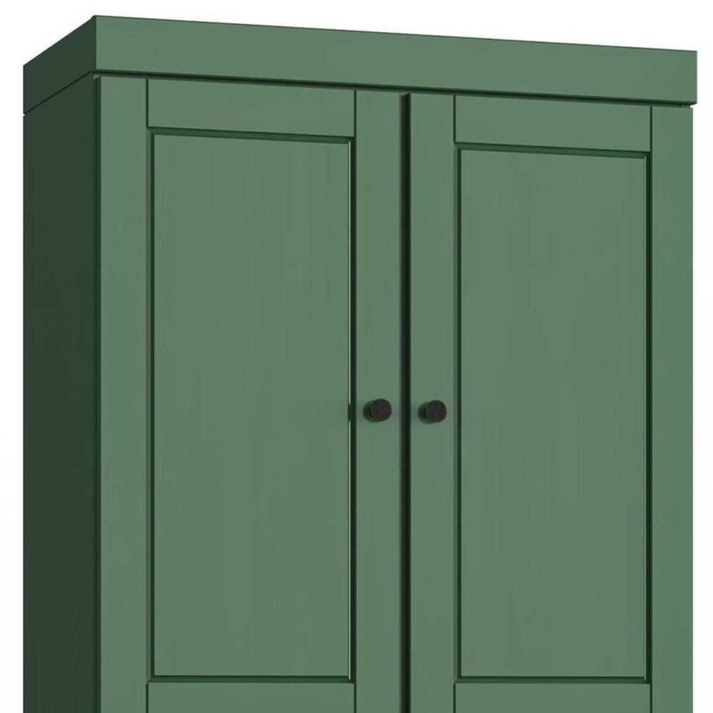 32" Green Solid Wood Free Standing Four Door Linen Cabinet