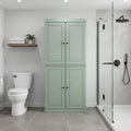 32" Sage Solid Wood Free Standing Four Door Linen Cabinet