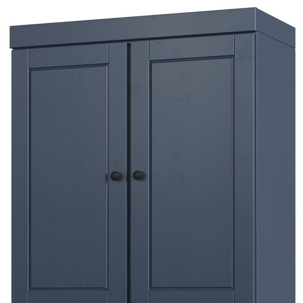 32" French Blue Solid Wood Free Standing Four Door Linen Cabinet