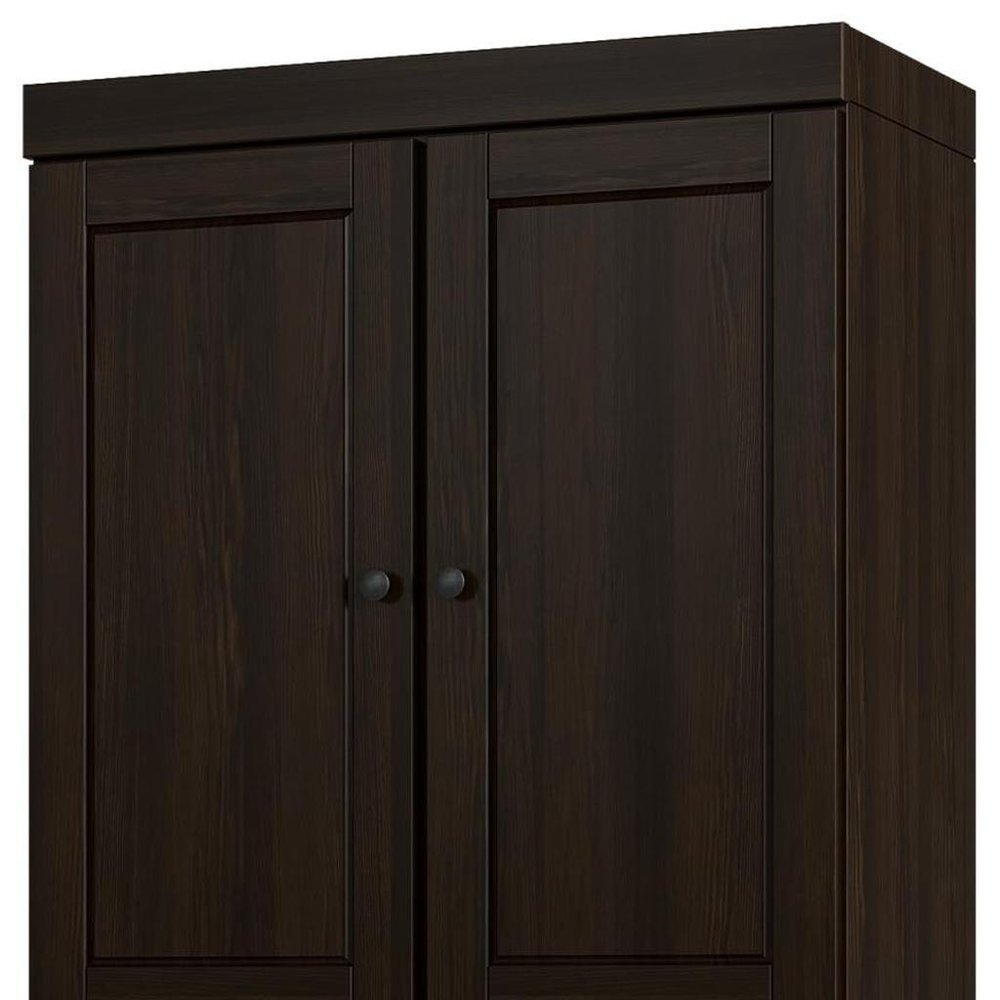32" Espresso Solid Wood Free Standing Four Door Linen Cabinet
