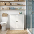 32" White Solid Wood Raised Panel Double Door Linen Cabinet