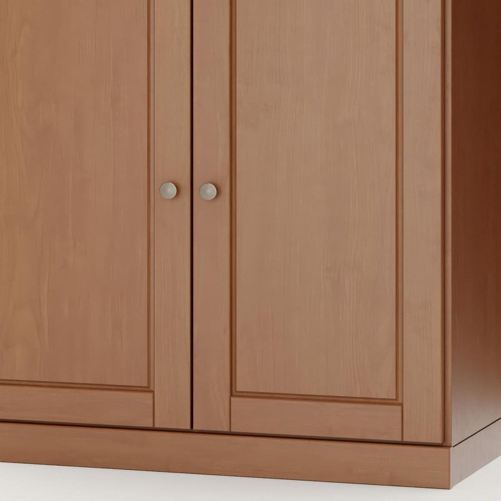 32" White Solid Wood Raised Panel Double Door Linen Cabinet. Bathroom storage in white wood.