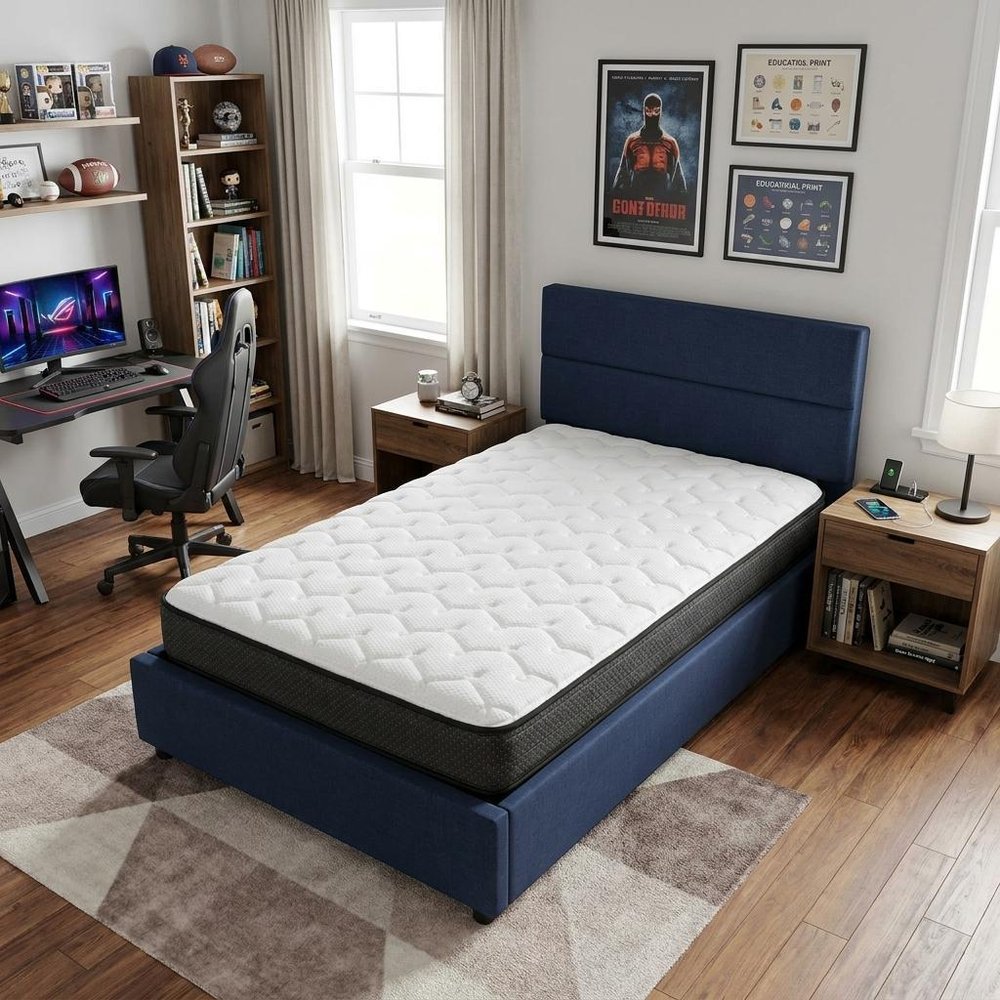 7" Twin Foam Plush Foam Mattress in a home interior