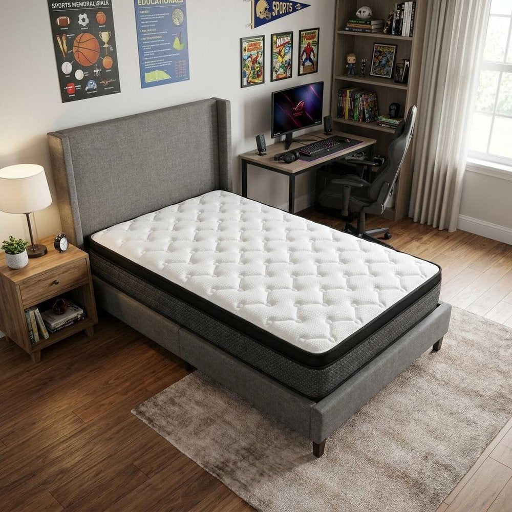 9" Twin Foam Medium Euro Top Foam Mattress in a home interior