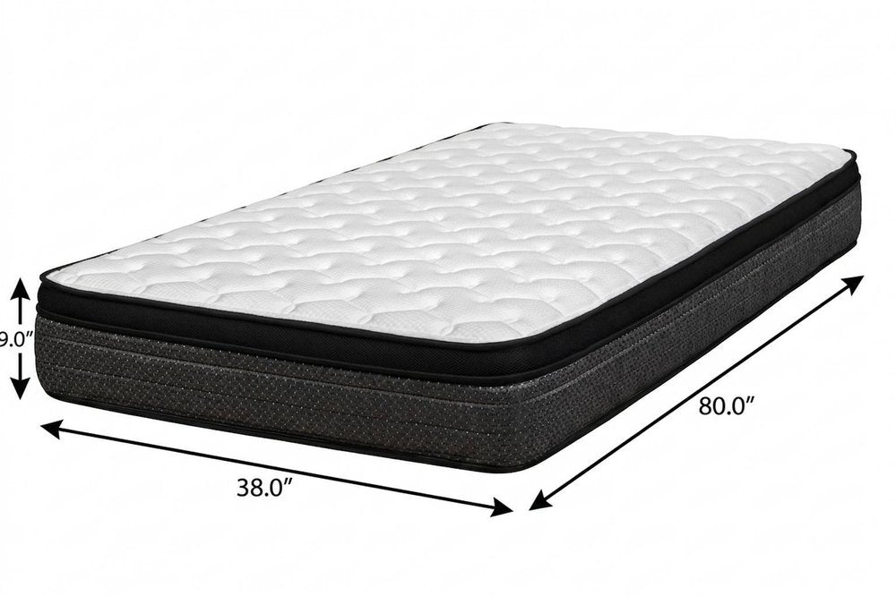 9" Twin Foam Medium Euro Top Foam Mattress on a white background