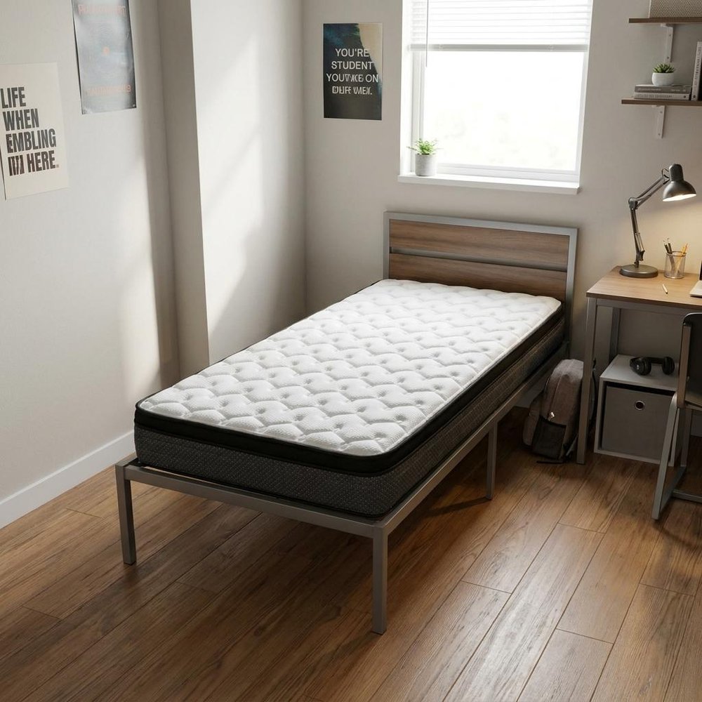 9" Twin Foam Medium Euro Top Foam Mattress in a home interior