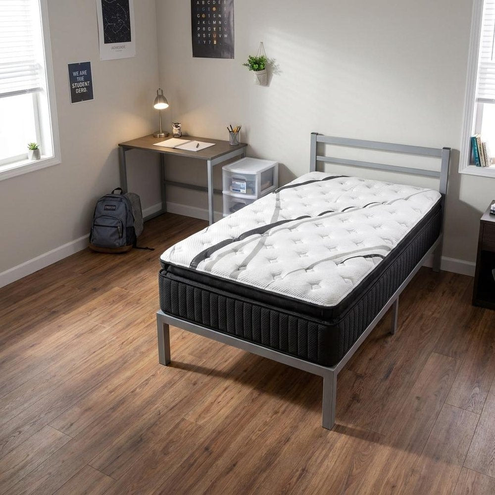 16" Graphite And Titanium Infused Twin Gel Memory Foam Ultra plush Hybrid Mattress.