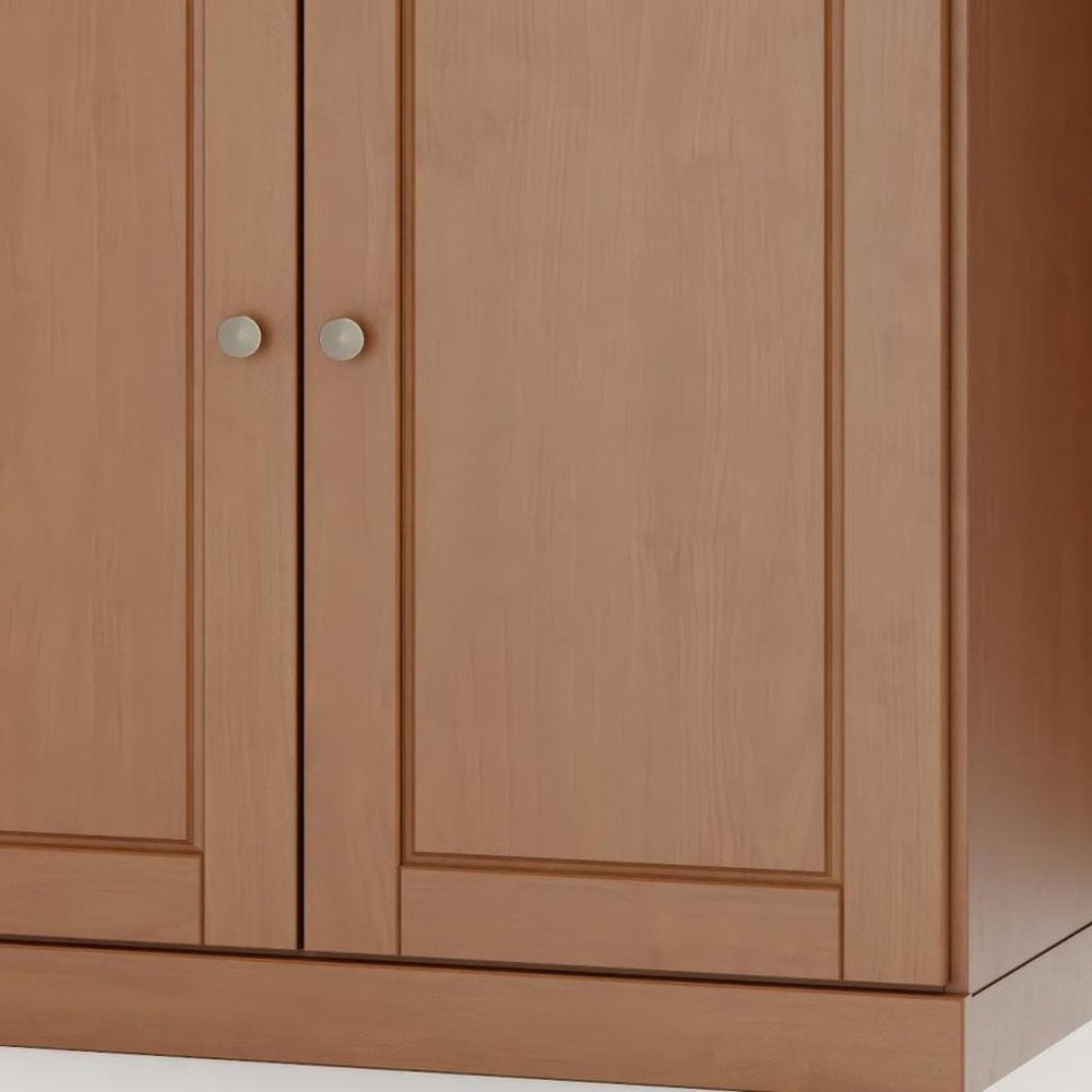 32" Coffee Solid Wood Free Standing Double Door Linen Cabinet